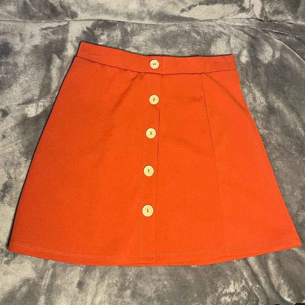Orange Button-Up Women's Skirt